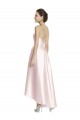 Rose Trapèze Bretelles spaghetti Satiné Longue Asymétrique Robes demoiselle d'honneur à Vendre