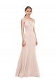 Rose Trapèze Col V Crêpe Stretch Longue Formelles Robes demoiselle d'honneur / Robes de soirée / Robes de bal à Vendre