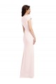 Rose Trapèze Col V Crêpe Stretch Longue Formelles Robes demoiselle d'honneur / Robes de soirée / Robes de bal à Vendre