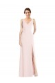 Rose Trapèze Col V Crêpe Stretch Longue Robes demoiselle d'honneur / Robes de bal à Vendre