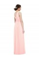Rose Trapèze Col V Mousseline Longue Robes demoiselle d'honneur à Vendre