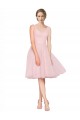 Rose Trapèze Col V Tulle Courte Robes demoiselle d'honneur / Robes de cocktail à Vendre
