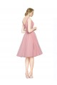 Rose Trapèze Col V Tulle Courte Robes demoiselle d'honneur / Robes de cocktail à Vendre