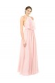 Rose Trapèze Licou Mousseline Longue Robes demoiselle d'honneur à Vendre