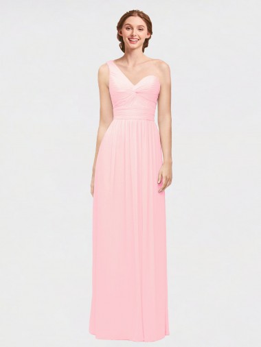 Rose Trapèze Mousseline Longue Robes demoiselle d'honneur à Vendre