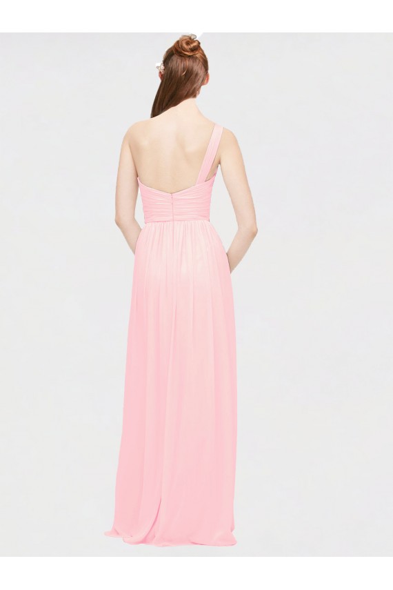 Rose Trapèze Mousseline Longue Robes demoiselle d'honneur à Vendre