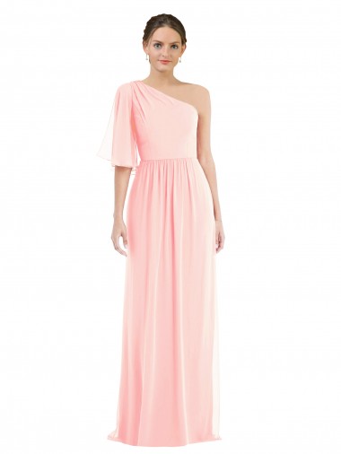 Rose Trapèze Mousseline Longue Robes demoiselle d'honneur à Vendre