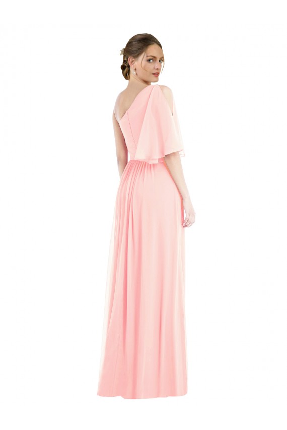 Rose Trapèze Mousseline Longue Robes demoiselle d'honneur à Vendre