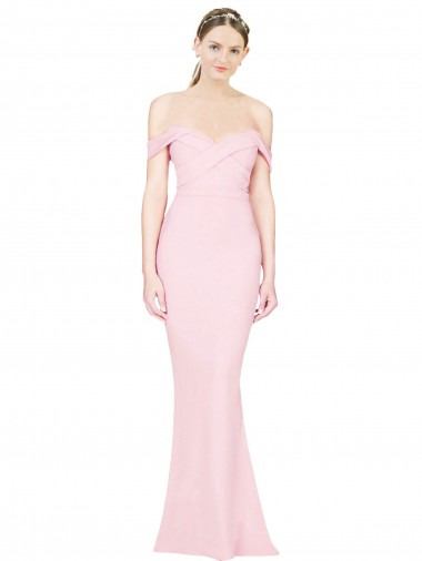 Rose Trapèze Sans bretelle Crêpe Stretch Longue Formelles Robes demoiselle d'honneur / Robes de soirée / Robes de bal à Vendre