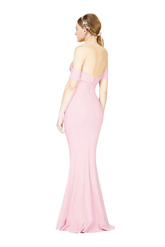Rose Trapèze Sans bretelle Crêpe Stretch Longue Formelles Robes demoiselle d'honneur / Robes de soirée / Robes de bal à Vendre