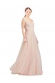 Rose Trapèze Sans bretelle Tulle Longue Robes demoiselle d'honneur à Vendre