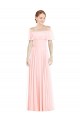 Rose Trapèze Épaule Dénudée Col Carré Mousseline Longue Robes demoiselle d'honneur à Vendre