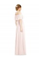 Rose Trapèze Épaule Dénudée Col Carré Mousseline Longue Robes demoiselle d'honneur à Vendre