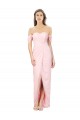 Rose Trapèze Épaule Dénudée Sans bretelle Mousseline Longue Asymétrique Robes demoiselle d'honneur à Vendre
