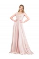 Rose Trapèze Épaule Dénudée Satiné Longue Formelles Robes demoiselle d'honneur / Robes de soirée / Robes de bal à Vendre