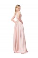 Rose Trapèze Épaule Dénudée Satiné Longue Formelles Robes demoiselle d'honneur / Robes de soirée / Robes de bal à Vendre