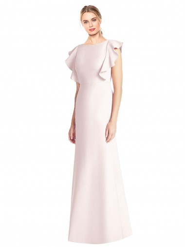 Rose Trompette Bateau Crêpe Stretch Longue Robes demoiselle d'honneur / Robes de bal à Vendre