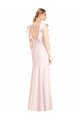 Rose Trompette Bateau Crêpe Stretch Longue Robes demoiselle d'honneur / Robes de bal à Vendre