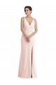 Rose Trompette Col V Crêpe Stretch Longue Formelles Robes demoiselle d'honneur / Robes de soirée / Robes de bal à Vendre