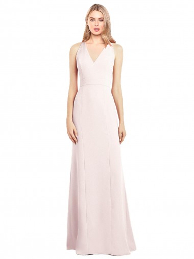 Rose Trompette Col V Crêpe Stretch Longue Robes demoiselle d'honneur / Robes de bal à Vendre