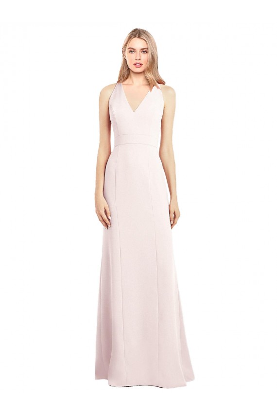 Rose Trompette Col V Crêpe Stretch Longue Robes demoiselle d'honneur / Robes de bal à Vendre
