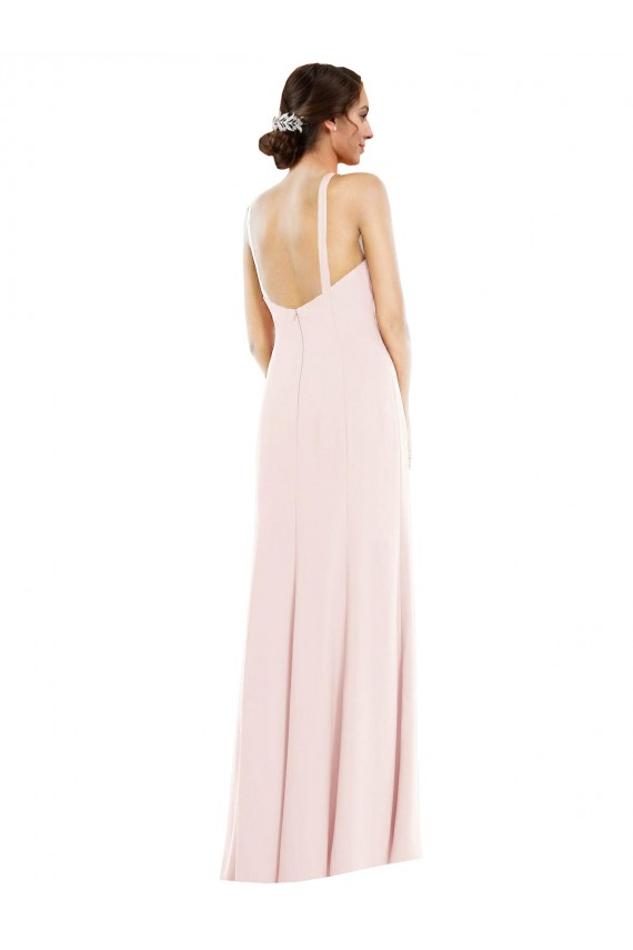 Rose Trompette Licou Crêpe Stretch Longue Formelles Robes demoiselle d'honneur / Robes de soirée / Robes de bal à Vendre