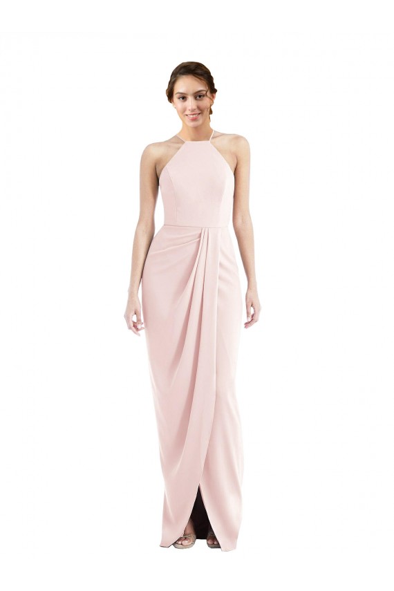Rose Trompette Licou Crêpe Stretch Longue Robes demoiselle d'honneur / Robes de bal à Vendre