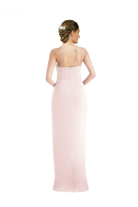 Rose Trompette Licou Crêpe Stretch Longue Robes demoiselle d'honneur / Robes de bal à Vendre