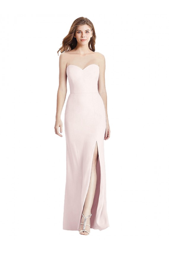 Rose Trompette Sans bretelle Crêpe Stretch Longue Robes demoiselle d'honneur / Robes de bal à Vendre