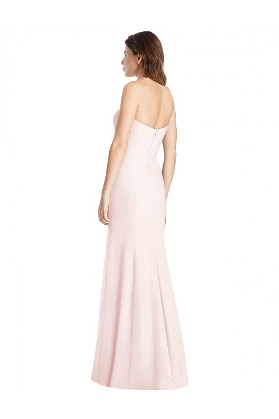 Rose Trompette Sans bretelle Crêpe Stretch Longue Robes demoiselle d'honneur / Robes de bal à Vendre