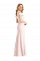 Rose Trompette Épaule Dénudée Col V Crêpe Stretch Longue Formelles Robes demoiselle d'honneur / Robes de soirée / Robes de bal à Vendre