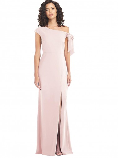 Rose Trompette Épaule Dénudée Crêpe Stretch Longue Formelles Robes demoiselle d'honneur / Robes de soirée / Robes de bal à Vendre