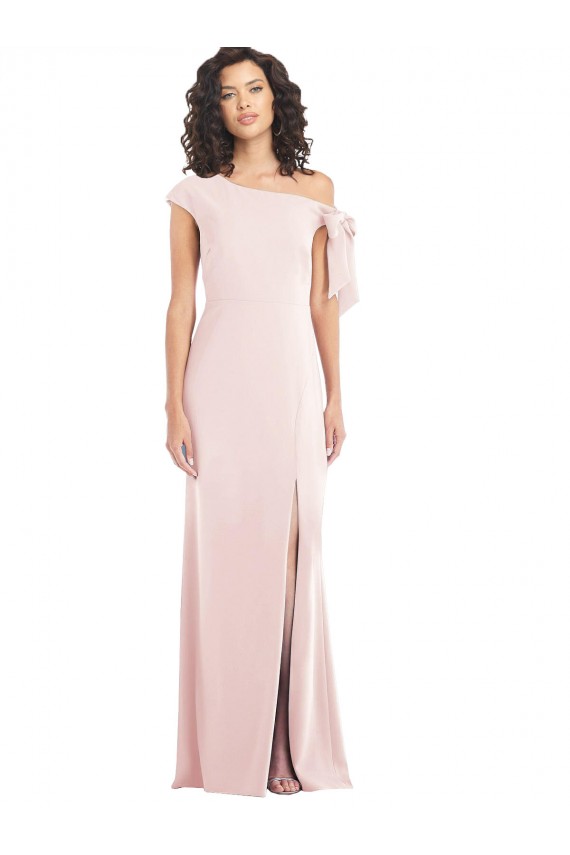 Rose Trompette Épaule Dénudée Crêpe Stretch Longue Formelles Robes demoiselle d'honneur / Robes de soirée / Robes de bal à Vendre