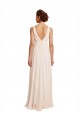 Rose crème Trapèze Bateau Col Haut Mousseline Longue Robes demoiselle d'honneur à Vendre