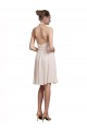 Rose crème Trapèze Licou Col V Mousseline Courte Robes demoiselle d'honneur / Robes de cocktail à Vendre