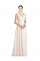 Rose crème Trapèze Mousseline Dentelle Longue Robes demoiselle d'honneur à Vendre