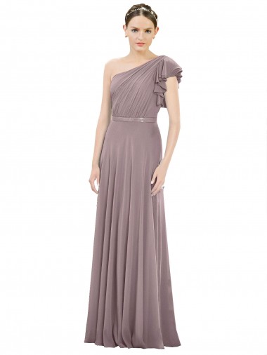 Rose poudré Trapèze Mousseline Longue Robes demoiselle d'honneur à Vendre