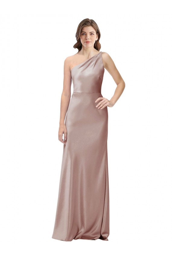 Rose poussiéreux Fourreau Satiné Stretch Longue Formelles Robes demoiselle d'honneur / Robes de soirée / Robes de bal à Vendre