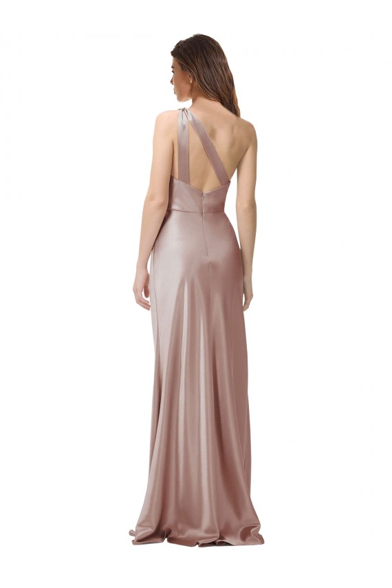 Rose poussiéreux Fourreau Satiné Stretch Longue Formelles Robes demoiselle d'honneur / Robes de soirée / Robes de bal à Vendre