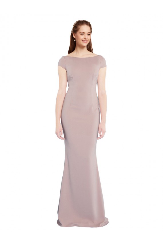 Rose poussiéreux Sirène Col Bateau Crêpe Stretch Longue Formelles Robes demoiselle d'honneur / Robes de soirée / Robes de bal à Vendre