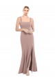 Rose poussiéreux Sirène Col Carré Col Haut Crêpe Stretch Longue Robes demoiselle d'honneur / Robes de bal à Vendre