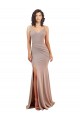 Rose poussiéreux Sirène Col V Crêpe Stretch Longue Formelles Robes demoiselle d'honneur / Robes de soirée / Robes de bal à Vendre