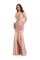 Rose poussiéreux Sirène Col V Satiné Soyeux Longue Formelles Robes demoiselle d'honneur / Robes de soirée / Robes de bal à Vendre