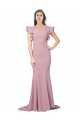 Rose poussiéreux Sirène Col rond Balayage train Crêpe Stretch Longue Formelles Robes demoiselle d'honneur / Robes de soirée / Robes de bal à Vendre
