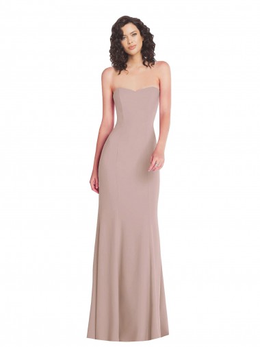 Rose poussiéreux Sirène Sans bretelle Crêpe Stretch Longue Formelles Robes demoiselle d'honneur / Robes de soirée / Robes de bal à Vendre
