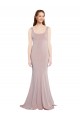Rose poussiéreux Sirène Scoop Crêpe Stretch Longue Formelles Robes demoiselle d'honneur / Robes de soirée / Robes de bal à Vendre