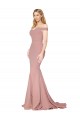Rose poussiéreux Sirène Épaule Dénudée Balayage train Crêpe Stretch Longue Formelles Robes demoiselle d'honneur / Robes de soirée / Robes de bal à Vendre
