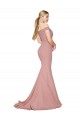 Rose poussiéreux Sirène Épaule Dénudée Balayage train Crêpe Stretch Longue Formelles Robes demoiselle d'honneur / Robes de soirée / Robes de bal à Vendre