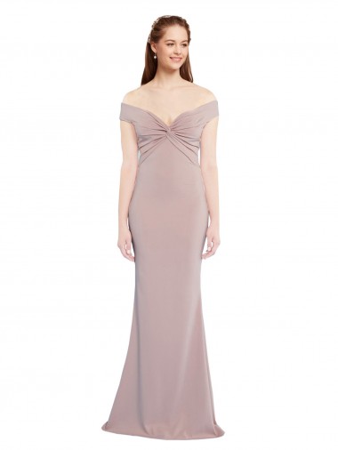 Rose poussiéreux Sirène Épaule Dénudée Col V Crêpe Stretch Longue Formelles Robes demoiselle d'honneur / Robes de soirée / Robes de bal à Vendre