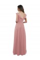 Rose poussiéreux Trapèze Col V Mousseline Longue Robes demoiselle d'honneur à Vendre